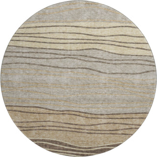 Piper Looms Mayfield Stripes AMF735 Taupe Machine Washable Area Rug Round Main Image