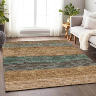 Piper Looms Mayfield Stripes AMF735 Terracotta Machine Washable Area Rug Lifestyle Image Feature