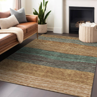 Piper Looms Mayfield Stripes AMF735 Terracotta Machine Washable Area Rug Lifestyle Image Feature
