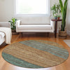 Piper Looms Mayfield Stripes AMF735 Terracotta Machine Washable Area Rug Round Lifestyle Image Feature