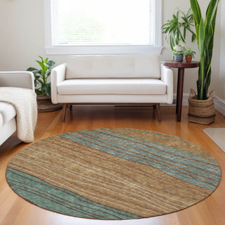 Piper Looms Mayfield Stripes AMF735 Terracotta Machine Washable Area Rug Round Lifestyle Image Feature