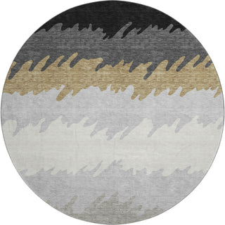 Piper Looms Mayfield Stripes AMF736 Black Machine Washable Area Rug Round Main Image