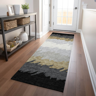 Piper Looms Mayfield Stripes AMF736 Black Machine Washable Area Rug Runner Lifestyle Image Feature