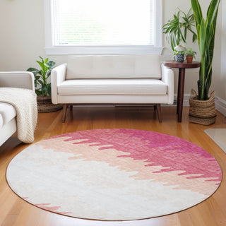 Piper Looms Mayfield Stripes AMF736 Blush Machine Washable Area Rug Round Lifestyle Image Feature