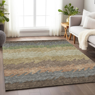 Piper Looms Mayfield Stripes AMF736 Chocolate Machine Washable Area Rug Lifestyle Image Feature
