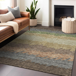 Piper Looms Mayfield Stripes AMF736 Chocolate Machine Washable Area Rug Lifestyle Image Feature