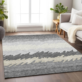 Piper Looms Mayfield Stripes AMF736 Gray Machine Washable Area Rug Lifestyle Image Feature