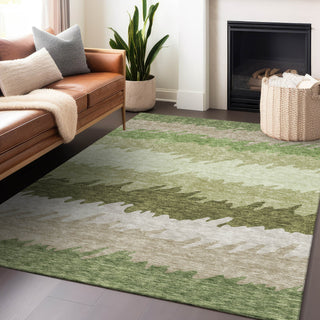 Piper Looms Mayfield Stripes AMF736 Green Machine Washable Area Rug Lifestyle Image Feature