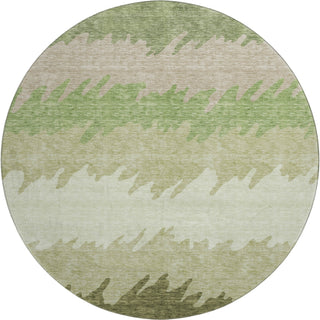 Piper Looms Mayfield Stripes AMF736 Green Machine Washable Area Rug Round Main Image