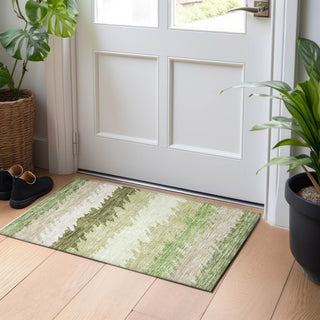 Piper Looms Mayfield Stripes AMF736 Green Machine Washable Area Rug Scatter Lifestyle Image Feature