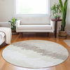 Piper Looms Mayfield Stripes AMF736 Ivory Machine Washable Area Rug Round Lifestyle Image Feature