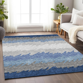 Piper Looms Mayfield Stripes AMF736 Navy Machine Washable Area Rug Lifestyle Image Feature