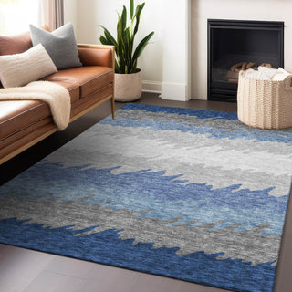 Piper Looms Mayfield Stripes AMF736 Navy Machine Washable Area Rug Lifestyle Image Feature