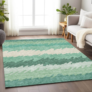Piper Looms Mayfield Stripes AMF736 Sage Machine Washable Area Rug Lifestyle Image Feature