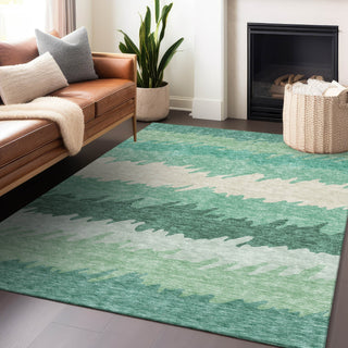 Piper Looms Mayfield Stripes AMF736 Sage Machine Washable Area Rug Lifestyle Image Feature