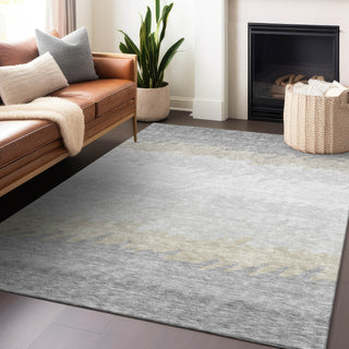 Piper Looms Mayfield Stripes AMF736 Silver Machine Washable Area Rug Lifestyle Image Feature
