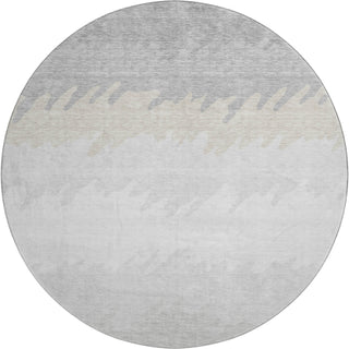 Piper Looms Mayfield Stripes AMF736 Silver Machine Washable Area Rug Round Main Image