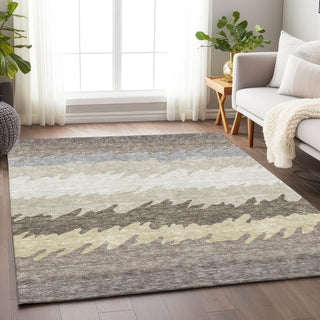 Piper Looms Mayfield Stripes AMF736 Taupe Machine Washable Area Rug Lifestyle Image Feature