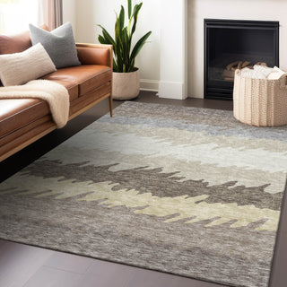 Piper Looms Mayfield Stripes AMF736 Taupe Machine Washable Area Rug Lifestyle Image Feature