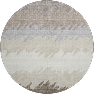 Piper Looms Mayfield Stripes AMF736 Taupe Machine Washable Area Rug Round Main Image
