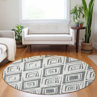 Piper Looms Mayfield Diamond AMF737 Gray Machine Washable Area Rug Round Lifestyle Image Feature