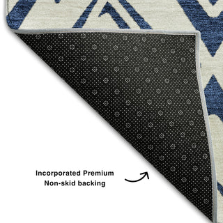 Piper Looms Mayfield Diamond AMF737 Navy Machine Washable Area Rug Backing Image