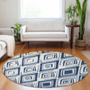 Piper Looms Mayfield Diamond AMF737 Navy Machine Washable Area Rug Round Lifestyle Image Feature