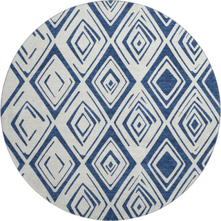 Piper Looms Mayfield Diamond AMF737 Navy Machine Washable Area Rug Round Main Image