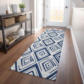 Piper Looms Mayfield Diamond AMF737 Navy Machine Washable Area Rug Runner Lifestyle Image Feature