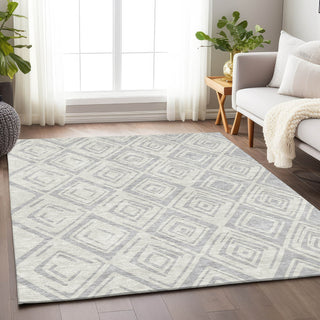 Piper Looms Mayfield Diamond AMF737 Pewter Machine Washable Area Rug Lifestyle Image Feature