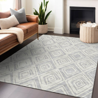 Piper Looms Mayfield Diamond AMF737 Pewter Machine Washable Area Rug Lifestyle Image Feature