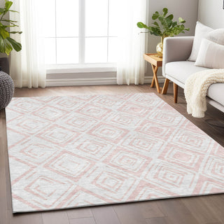 Piper Looms Mayfield Diamond AMF737 Pink Machine Washable Area Rug Lifestyle Image Feature