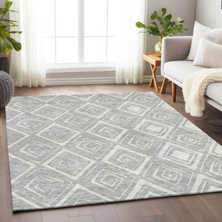 Piper Looms Mayfield Diamond AMF737 Silver Machine Washable Area Rug Lifestyle Image Feature
