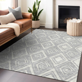 Piper Looms Mayfield Diamond AMF737 Silver Machine Washable Area Rug Lifestyle Image Feature