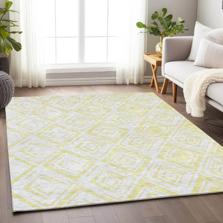 Piper Looms Mayfield Diamond AMF737 Yellow Machine Washable Area Rug Lifestyle Image Feature