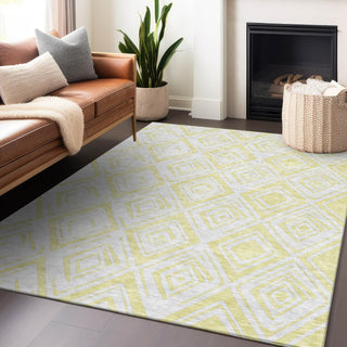Piper Looms Mayfield Diamond AMF737 Yellow Machine Washable Area Rug Lifestyle Image Feature