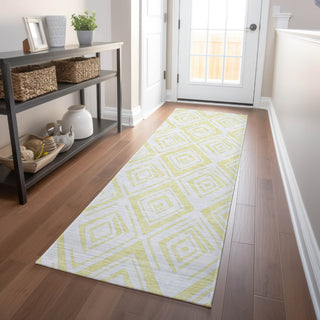 Piper Looms Mayfield Diamond AMF737 Yellow Machine Washable Area Rug Runner Lifestyle Image Feature
