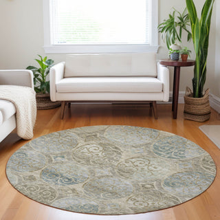 Piper Looms Mayfield Circles AMF738 Beige Machine Washable Area Rug Round Lifestyle Image Feature