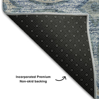 Piper Looms Mayfield Circles AMF738 Blue Machine Washable Area Rug Backing Image