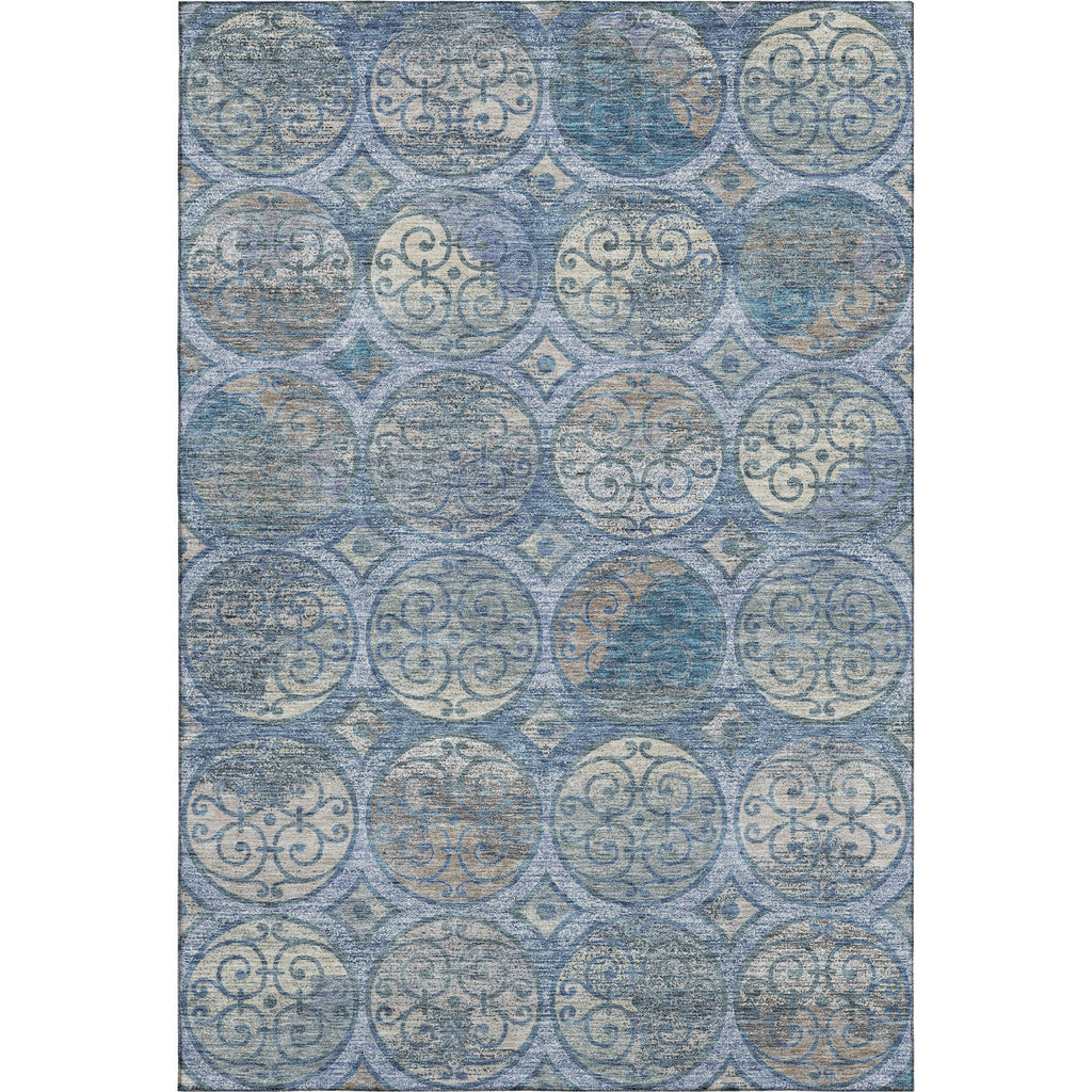 Piper Looms Mayfield Circles AMF738 Blue Machine Washable Area Rug main image