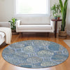 Piper Looms Mayfield Circles AMF738 Blue Machine Washable Area Rug Round Lifestyle Image Feature