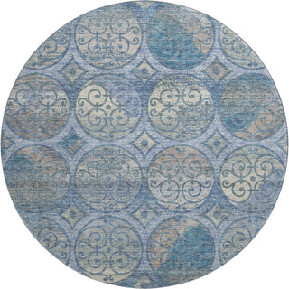 Piper Looms Mayfield Circles AMF738 Blue Machine Washable Area Rug Round Main Image