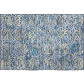 Piper Looms Mayfield Circles AMF738 Blue Machine Washable Area Rug Scatter Main Image