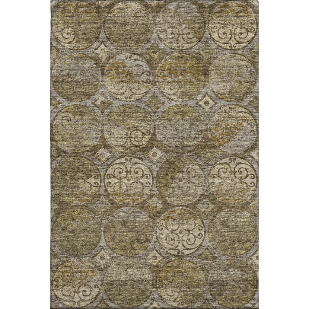 Piper Looms Mayfield Circles AMF738 Brown Machine Washable Area Rug main image
