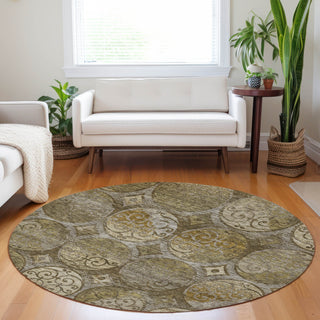 Piper Looms Mayfield Circles AMF738 Brown Machine Washable Area Rug Round Lifestyle Image Feature