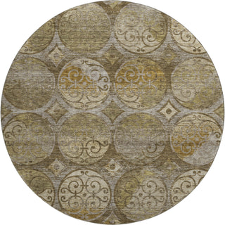 Piper Looms Mayfield Circles AMF738 Brown Machine Washable Area Rug Round Main Image