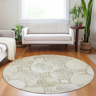 Piper Looms Mayfield Circles AMF738 Ivory Machine Washable Area Rug Round Lifestyle Image Feature
