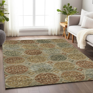 Piper Looms Mayfield Circles AMF738 Taupe Machine Washable Area Rug Lifestyle Image Feature