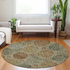 Piper Looms Mayfield Circles AMF738 Taupe Machine Washable Area Rug Round Lifestyle Image Feature