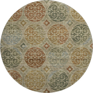 Piper Looms Mayfield Circles AMF738 Taupe Machine Washable Area Rug Round Main Image